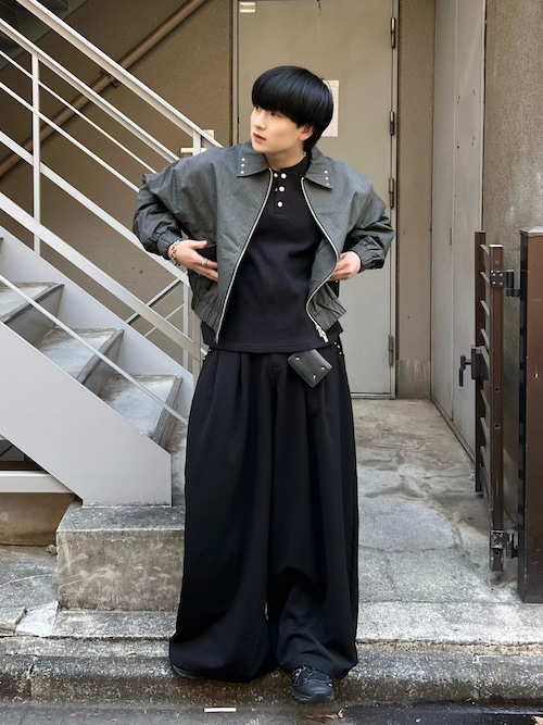セール】Peach Brushed Studded Blouson / ピーチ起毛スタッズブルゾン