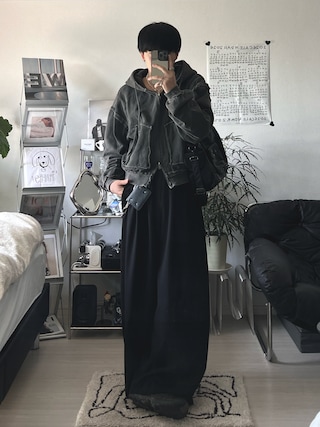 「Elanque（エランク）のzip hoodie/ジップフーディー（パーカー）」を使った、Seigoさん（メンズ・165cm）の春コーディネート