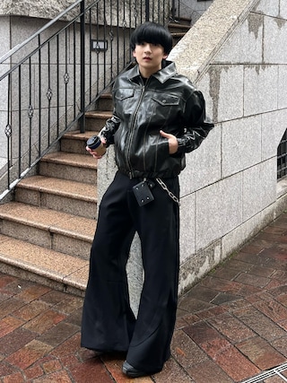 「WYM LIDNM(ウィム バイ リドム)のREFINED WAFFLE HENLEY NECK L/S TEE(Tシャツ/カットソー)」を使った、Seigoさん(メンズ・165cm)の冬コーディネート