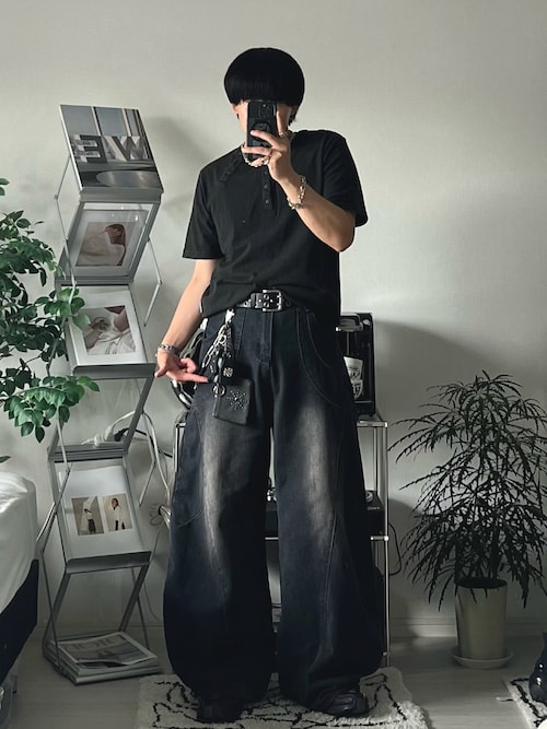 Washed Switching Scimitar Jeans