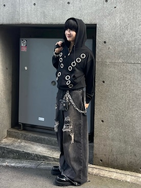 「WISH FOR EVER（ウィッシュフォーエバー）のSTUDS DESIGN COIN CASE / スタッズデザインコインケース（コインケース）」を使った、Seigoさん（メンズ・165cm）の秋コーディネート