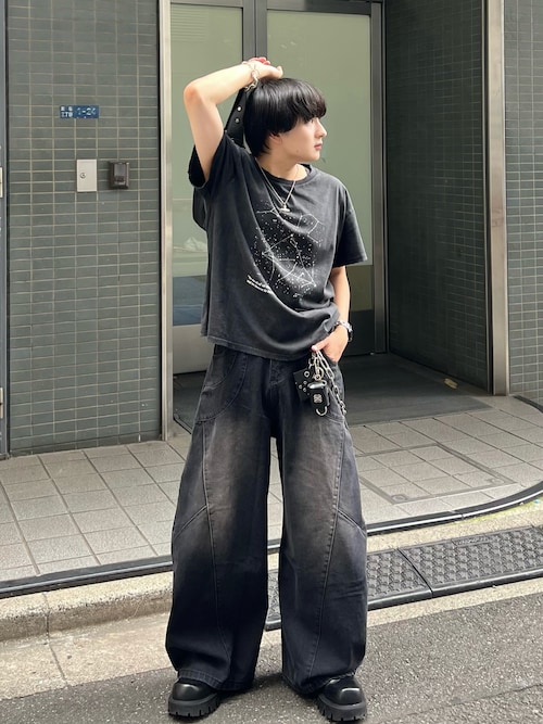Washed Switching Scimitar Jeans