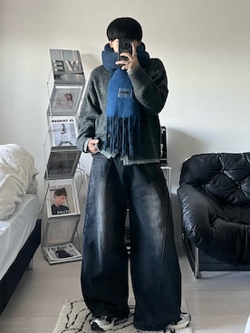 「アイテム（マフラー）」を使った、Seigoさん（メンズ・165cm）の秋コーディネート