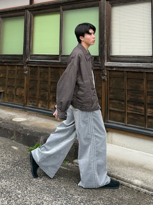 起毛ツイル オーバーサイズド ファイヤーバード トラックパンツ