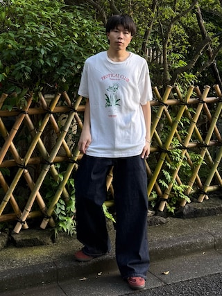 「Wrangler(ラングラー)の【Wrangler meet LE CERCLE par rope】別注/ワイドデニムパンツ/セットアップ対応(デニムパンツ)」を使った、junさん(メンズ・170cm)の夏コーディネート