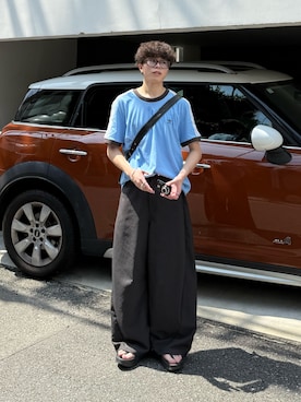 「アイテム（スラックス）」を使った、junさん（メンズ・171cm・20代）の夏コーディネート