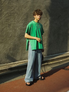「ADAMASTE（アダマスト）のアイテム（サンダル）」を使った、junさん（メンズ・171cm）の夏コーディネート