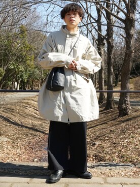 「レースアップシューズ」｜「アイテム（モッズコート）」を使った、junさん（メンズ・171cm）の春コーディネート