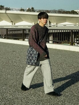 「MAISON SPECIAL（メゾンスペシャル）のアイテム（スウェットパンツ）」を使った、junさん（メンズ・171cm）の冬コーディネート