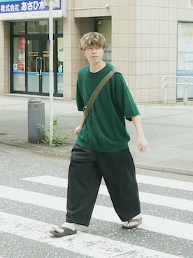 「アイテム（メッセンジャーバッグ）」を使った、junさん（メンズ・171cm）の夏コーディネート