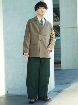「アイテム（モカシン/デッキシューズ、ブラウン系）」を使った、junさん（メンズ・171cm）の冬コーディネート