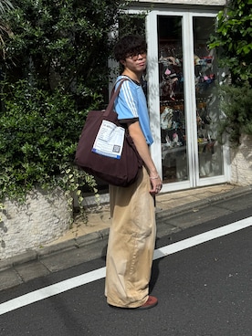 「CONZ（コンズ）のWASHED Hi BAGGY（チノパンツ）」を使った、junさん（メンズ・171cm・20代）の夏コーディネート