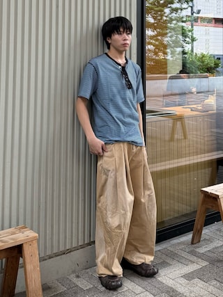 「Saint Laurent（サンローラン）の【SAINT LAURENT/サンローラン】スクエア サングラス SL329 001（サングラス）」を使った、junさん（メンズ・170cm）の秋コーディネート
