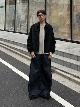 「WYM LIDNM（ウィム バイ リドム）のFAUX SUEDE ZIP BLOUSON（ブルゾン）」を使った、junさん（メンズ・171cm・20代）の秋コーディネート