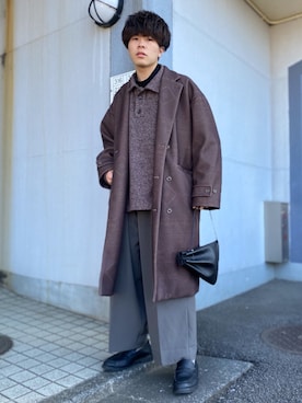「CASPER JOHN（キャスパージョン）のアイテム（チェスターコート）」を使った、junさん（メンズ・171cm）の冬コーディネート