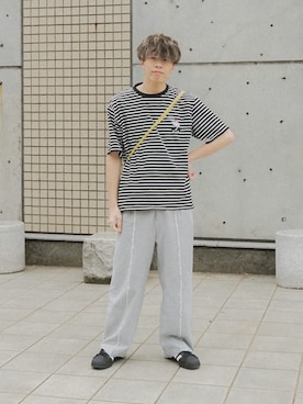 「MAISON SPECIAL（メゾンスペシャル）のアイテム（スウェットパンツ）」を使った、junさん（メンズ・171cm）の春コーディネート