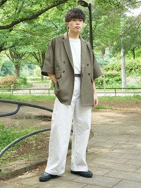 「タックイン」｜「アイテム（その他トップス）」を使った、junさん（メンズ・171cm）の春コーディネート