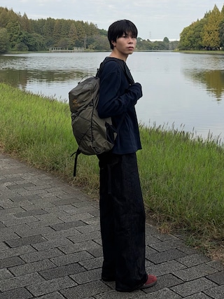 「Noen(ノエン)のシンチバックバギージーンズ【セットアップ対応】(デニムパンツ)」を使った、junさん(メンズ・170cm)の秋コーディネート