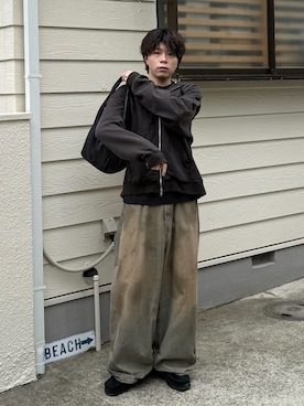 「アイテム（パーカー）」を使った、junさん（メンズ・170cm）の春コーディネート
