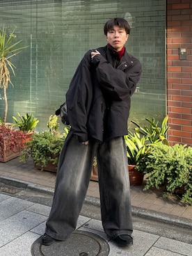 「アイテム（モカシン/デッキシューズ）」を使った、junさん（メンズ・171cm・20代）の冬コーディネート