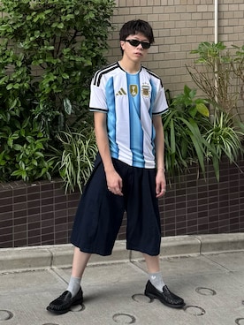 「アイテム（トップス）」を使った、junさん（メンズ・170cm）の夏コーディネート