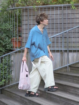 「ADAMASTE（アダマスト）のアイテム（サンダル）」を使った、junさん（メンズ・171cm）の夏コーディネート