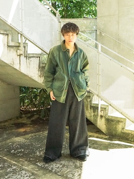 「アイテム（カバーオール）」を使った、junさん（メンズ・171cm）の秋コーディネート