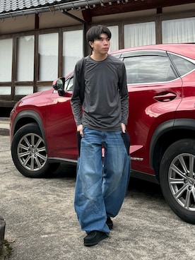 「Gramicci（グラミチ）のL/S THERMAL 1ST LAYER｜ロングスリーブサーマル1STレイヤー UNISEX（Tシャツ/カットソー）」を使った、junさん（メンズ・171cm・20代）の秋コーディネート