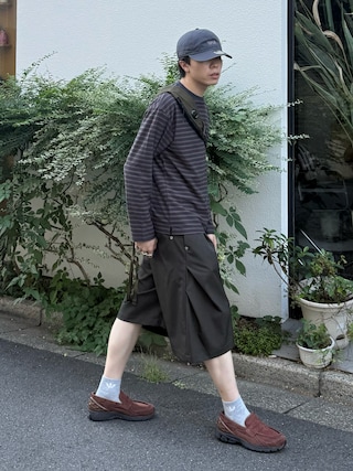 「Steven Alan(スティーブンアラン)の<Steven Alan> オーガニックコットン ボーダー カットソー(Tシャツ/カットソー)」を使った、junさん(メンズ・170cm)の秋コーディネート