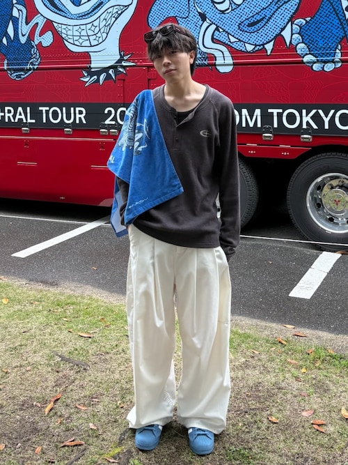 「SHINYAKOZUKA（シンヤコヅカ）の【SHINYAKOZUKA/シンヤコズカ】Hi BAGGY（その他パンツ）」を使った、junさん（メンズ・170cm）の春コーディネート
