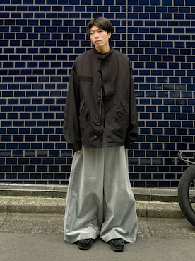 「アイテム（その他アウター、ブラック系）」を使った、junさん（メンズ・171cm）の冬コーディネート