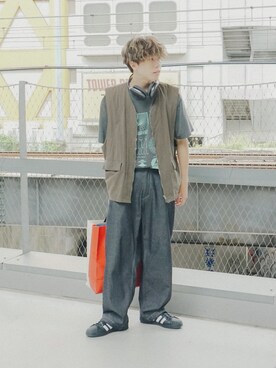 「SOLのアイテム」を使った、junさん（メンズ・171cm）の夏コーディネート