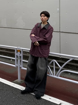 「WYM LIDNM（ウィム バイ リドム）の3TUCK DENIM BAGGY SLACKS（デニムパンツ）」を使った、junさん（メンズ・171cm・20代）の秋コーディネート
