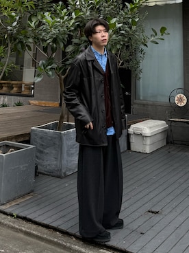 「アイテム（モカシン/デッキシューズ）」を使った、junさん（メンズ・171cm）の冬コーディネート