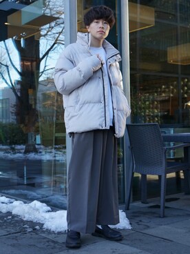 「LILL（リル）のアイテム（ダウンジャケット/コート）」を使った、junさん（メンズ・171cm）の冬コーディネート