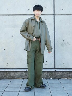 「アイテム（カバーオール）」を使った、junさん（メンズ・171cm）の秋コーディネート