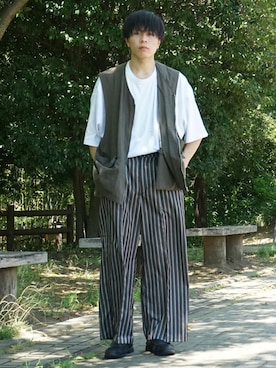 「真夏のアクティブスタイル」｜「アイテム（ローファー）」を使った、junさん（メンズ・171cm）の夏コーディネート