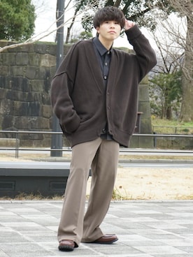 「CASPER JOHN」｜「アイテム（モカシン/デッキシューズ）」を使った、junさん（メンズ・171cm）の冬コーディネート