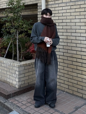「アイテム（マフラー）」を使った、junさん（メンズ・171cm）の冬コーディネート