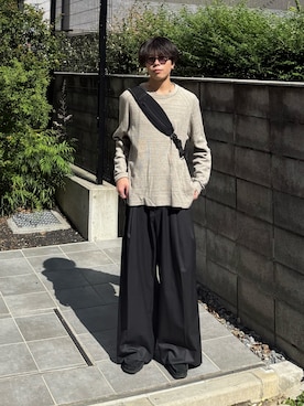 「アイテム（スラックス）」を使った、junさん（メンズ・171cm・20代）の秋コーディネート