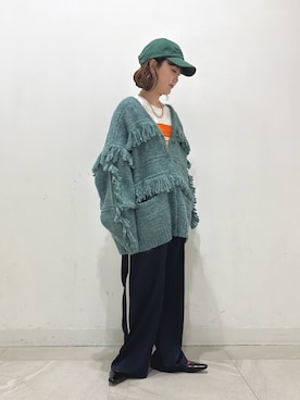 「ニット/セーター」｜「アイテム（帽子）」を使った、MOMOKAさん（レディース・154cm）の秋コーディネート