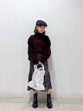 「アイテム（ハンチング/ベレー帽）」を使った、MOMOKAさん（レディース・154cm）の冬コーディネート
