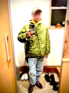 「アイテム（モカシン/デッキシューズ、ブラウン系）」を使った、KUEOさん（メンズ・170cm）の冬コーディネート