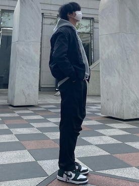「H&M（エイチ・アンド・エム）のアイテム（MA-1）」を使った、Keisukeさん（メンズ・169cm）の冬コーディネート