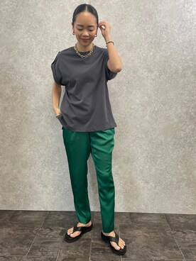 「EUCLAID（エウクレイド）のアイテム（Tシャツ/カットソー）」を使った、88kmrkyさん（レディース・160cm）の夏コーディネート