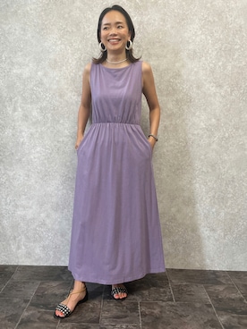 「アイテム（ワンピース/ドレス、パープル系）」を使った、88kmrkyさん（レディース・160cm）の夏コーディネート