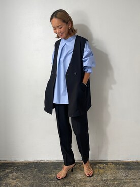 「EUCLAID（エウクレイド）のアイテム（ベスト）」を使った、88kmrkyさん（レディース・160cm）の冬コーディネート