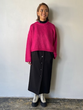 「EUCLAID（エウクレイド）のアイテム（ニット/セーター）」を使った、88kmrkyさん（レディース・160cm）の冬コーディネート