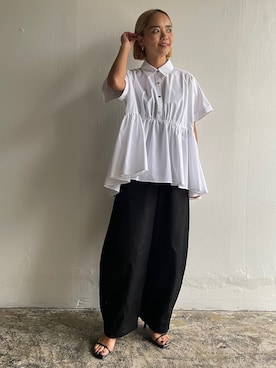「EUCLAID（エウクレイド）のアイテム（パンツ）」を使った、88kmrkyさん（レディース・160cm）の夏コーディネート
