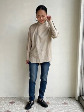 「EUCLAID（エウクレイド）のアイテム（パンツ）」を使った、88kmrkyさん（レディース・160cm）の秋コーディネート